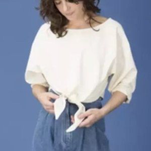 Ilana Kohn Gina tie-front crop top, Natural, Size L